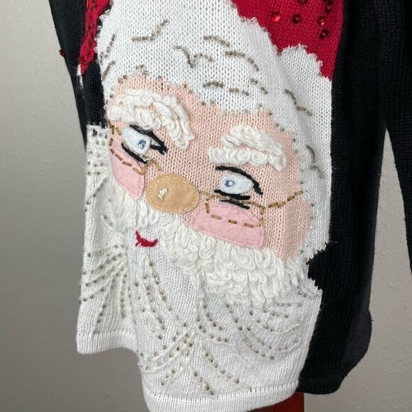Tiara International Santa Claus Full Zip Christmas Sweater Vest Size S EUC - Picture 4 of 8
